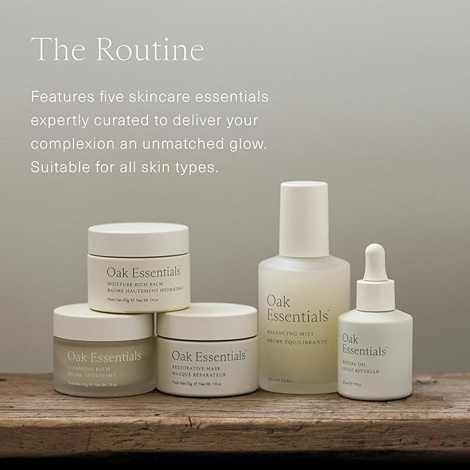 Oak Essentials The Routine At-Home Facial Gift Set | 5-Step Anti-Aging Skincare Routine with Blue... | Amazon (US)