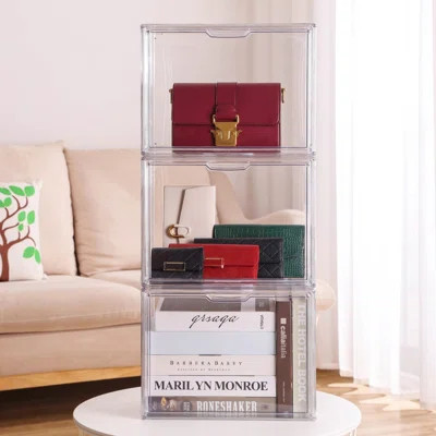 Plastic Purse And Handbag Storage Organizer For Closet, Clear Acrylic Display Case With Magnetic Door For Wallet, Book, Cosmetic, Clutch Organization | Wayfair North America