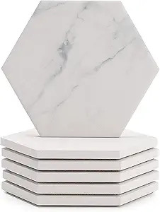 Sweese 242.101 White Marble Pattern Absorbent Ceramic Coasters for Drink with Cork Back, Prevent ... | Amazon (US)