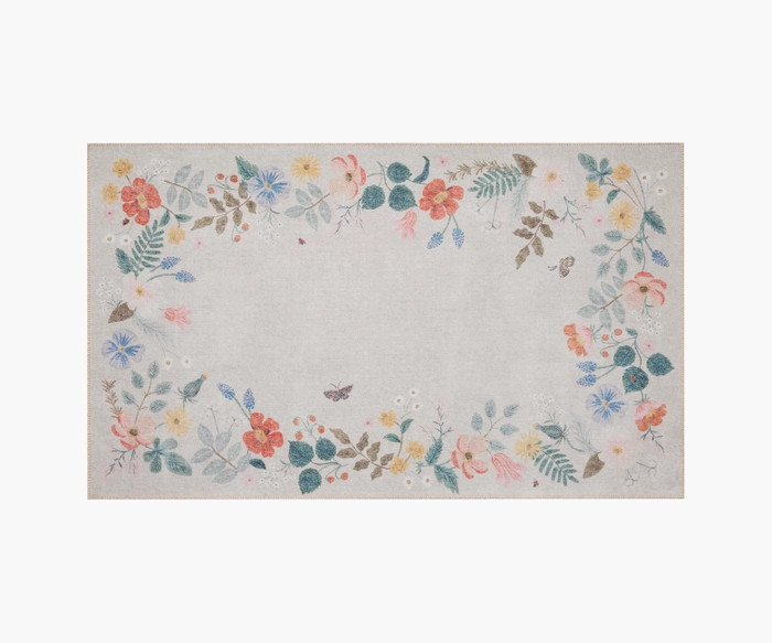 Atelier Strawberry Fields Border Cream Non-Slip Rug | Rifle Paper Co.