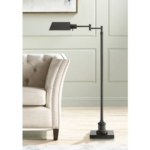 Regency Hill Jenson Adjustable Height Bronze Swing Arm Pharmacy Floor Lamp | Lamps Plus