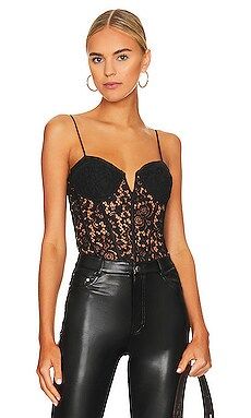 CAMI NYC Anne Corded Lace Bodysuit in Black from Revolve.com | Revolve Clothing (Global)