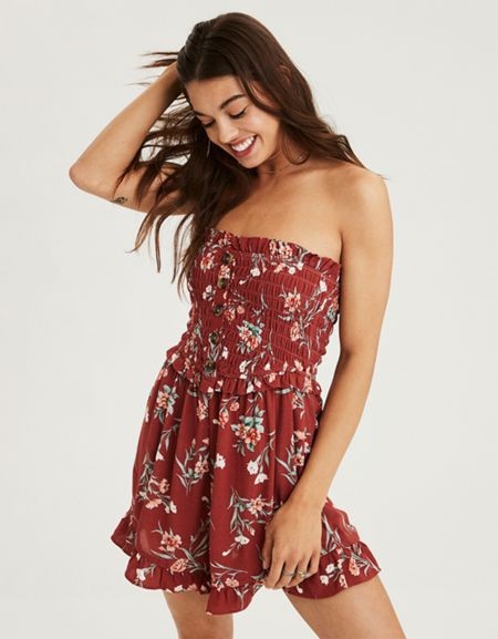 AE Smocked Tube Top Romper | American Eagle Outfitters (US & CA)