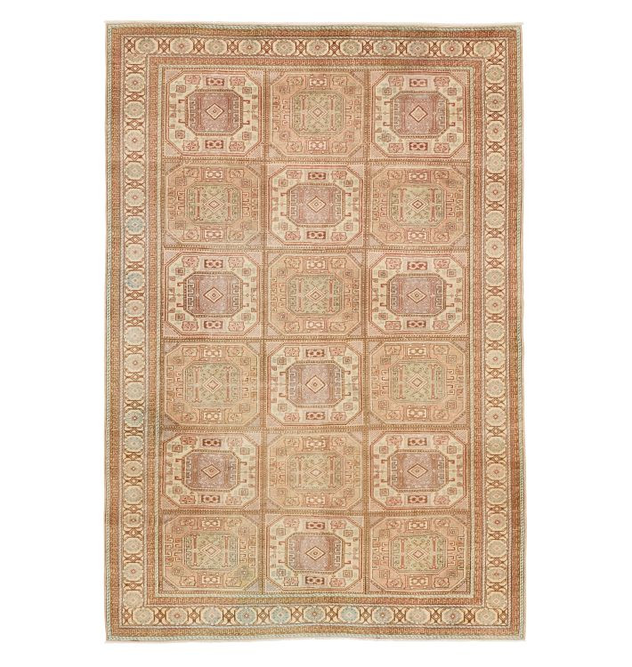 Vintage Turkish Hand-Knotted Wool Rug Elephant Foot Pink 6'6" x 9'6" | Rejuvenation