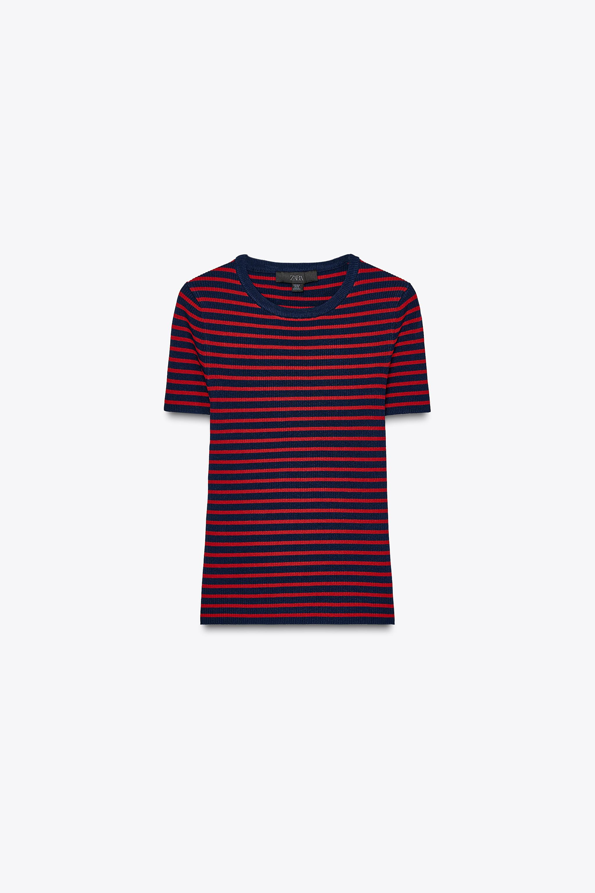 Round neck top with short sleeves. | Zara US