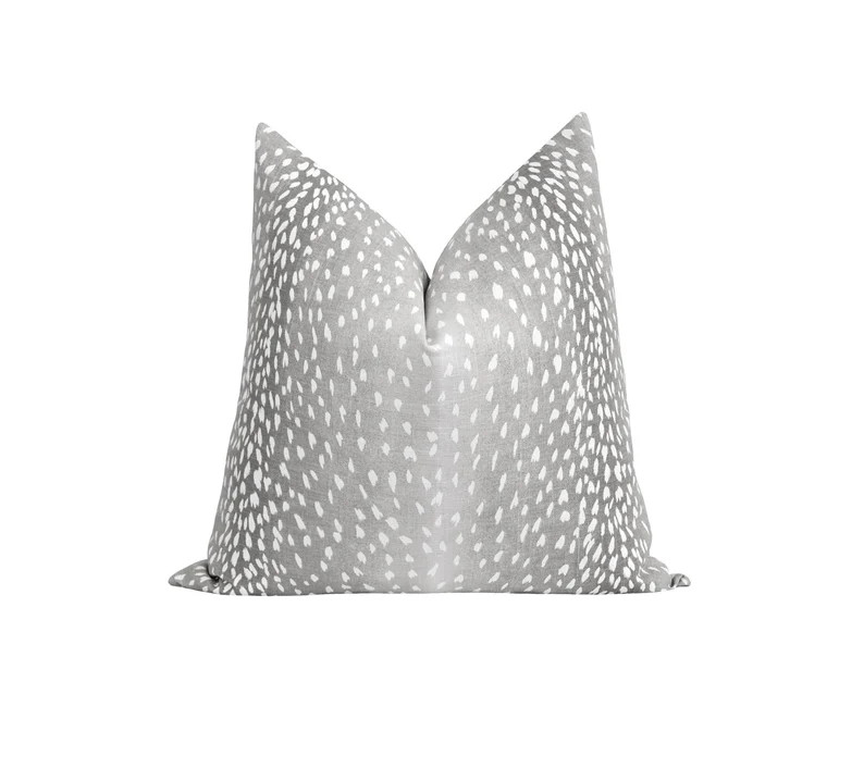 Antelope Pillow Cover, DOUBLE SIDED Zippered Pillow, Grey White Linen Pillow Cover, Animal Print ... | Etsy (US)