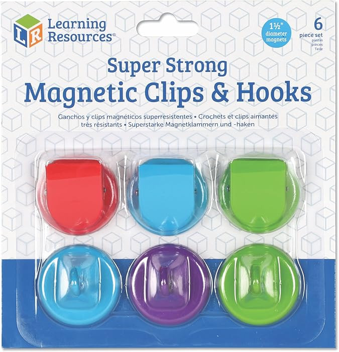 Learning Resources Super Strong Magnetic Hooks & Clips, Classroom Hook and Clips, Four Colors, Ho... | Amazon (US)