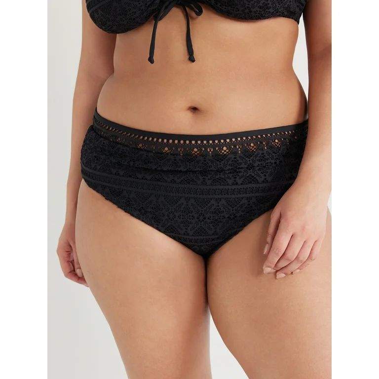 Time and Tru Women's and Plus Crochet High Rise Swimsuit Bottoms, Sizes S-1X | Walmart (US)