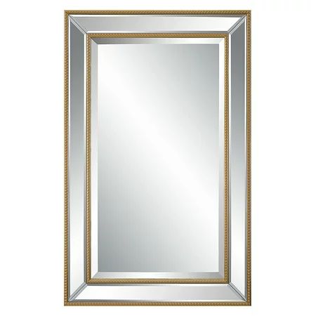 32 Inch Wood Wall Mirror Beveled Mirror Frame Gold Saltoro Sherpi | Walmart (US)