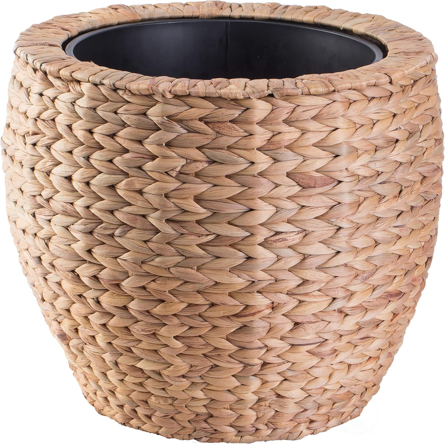Vintiquewise Water Hyacinth Round Floor Planter with Metal Pot (Large) | Amazon (US)