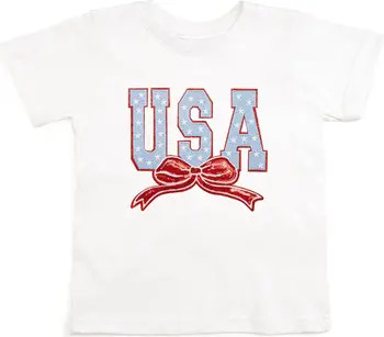 Sweet Wink USA Stars & Bow Patch Short Sleeve T-Shirt | Nordstrom | Nordstrom
