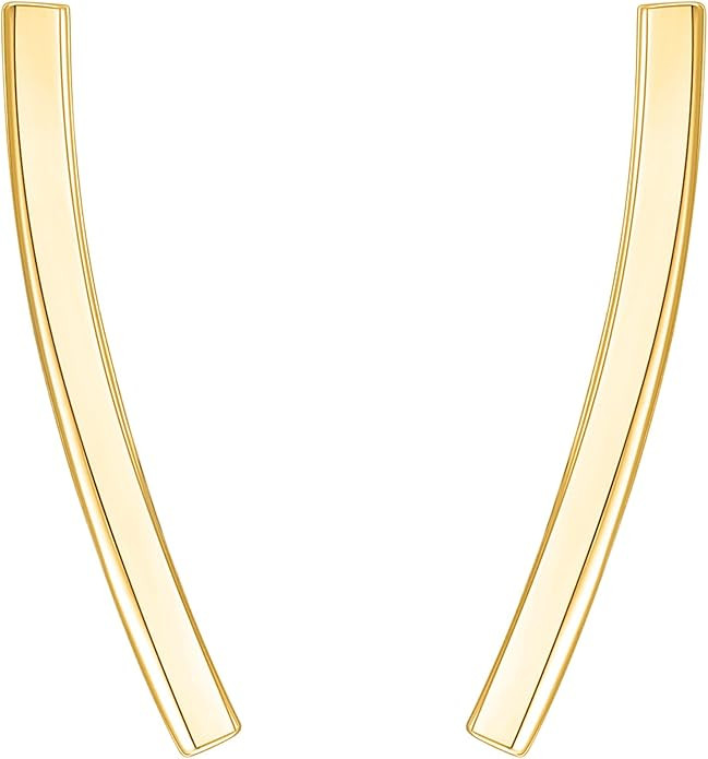 PAVOI 14K Gold Plated Sterling Silver Post Crawler Earrings Cuff Studs | Amazon (US)