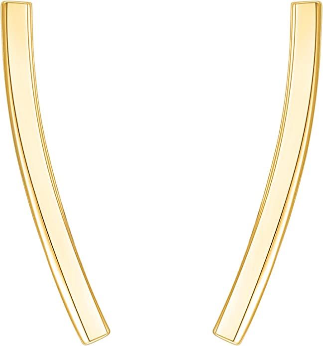 PAVOI 14K Gold Plated Sterling Silver Post Crawler Earrings Cuff Studs | Amazon (US)