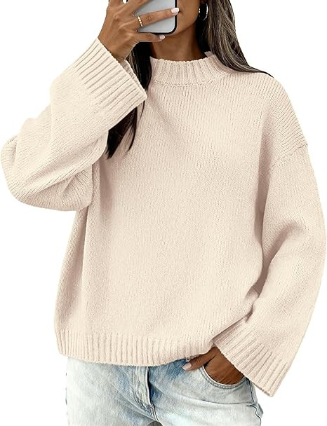 BTFBM Sweaters for Women 2025 Casual Crewneck Long Sleeve Loose Ribbed Knit Pullover Sweater Wint... | Amazon (US)