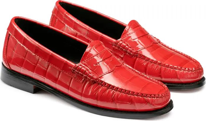 Whitney Croc Embossed Penny Loafer (Women) | Nordstrom