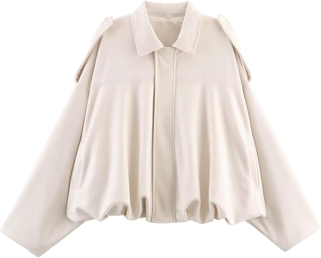 Womens Faux Suede Bomber Jacket Cropped Zip Up Batwing Long Sleeves Jackets Oversized Streetwear ... | Amazon (US)