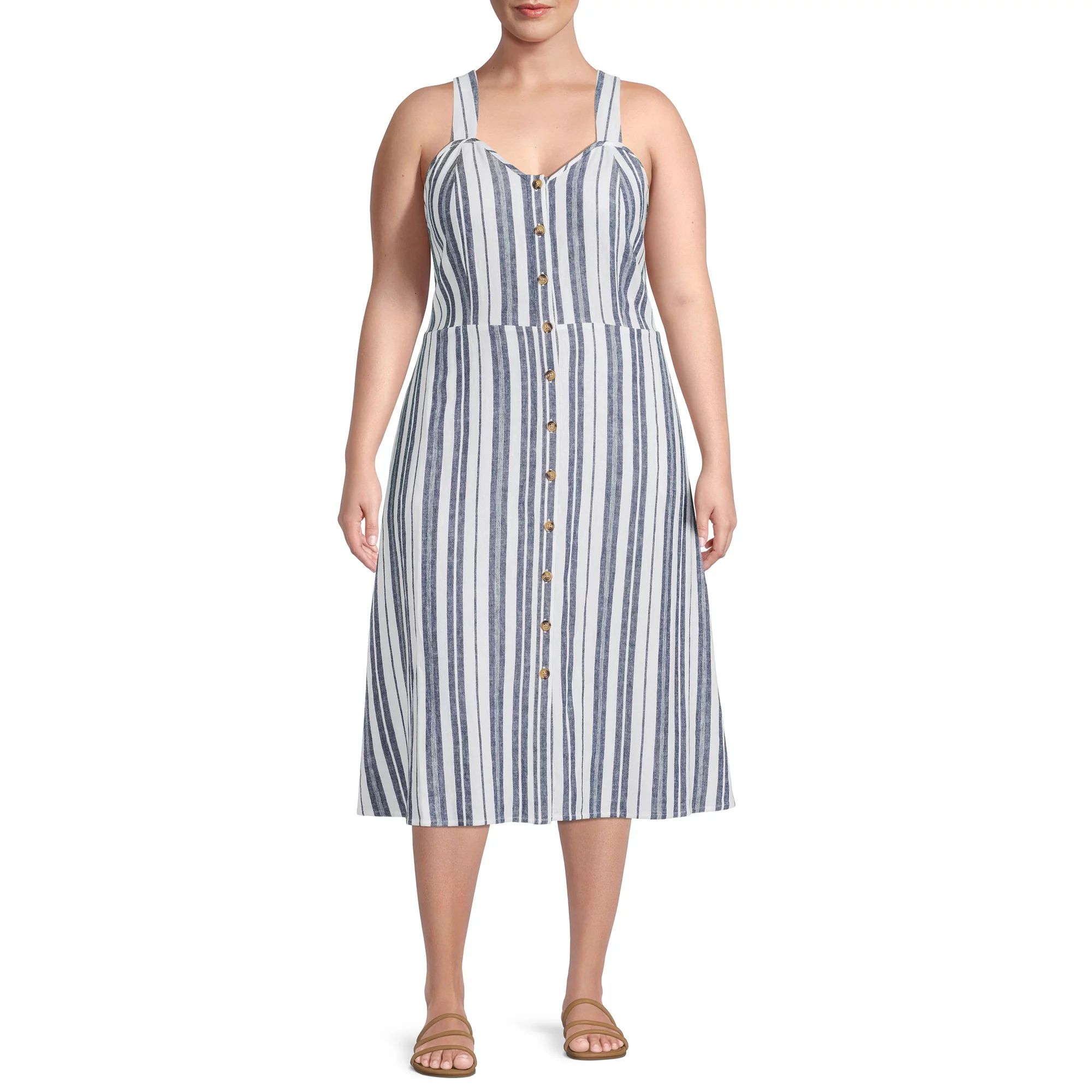 Terra & Sky - Terra & Sky Women's Plus Size Button Front Tank Dress - Walmart.com | Walmart (US)