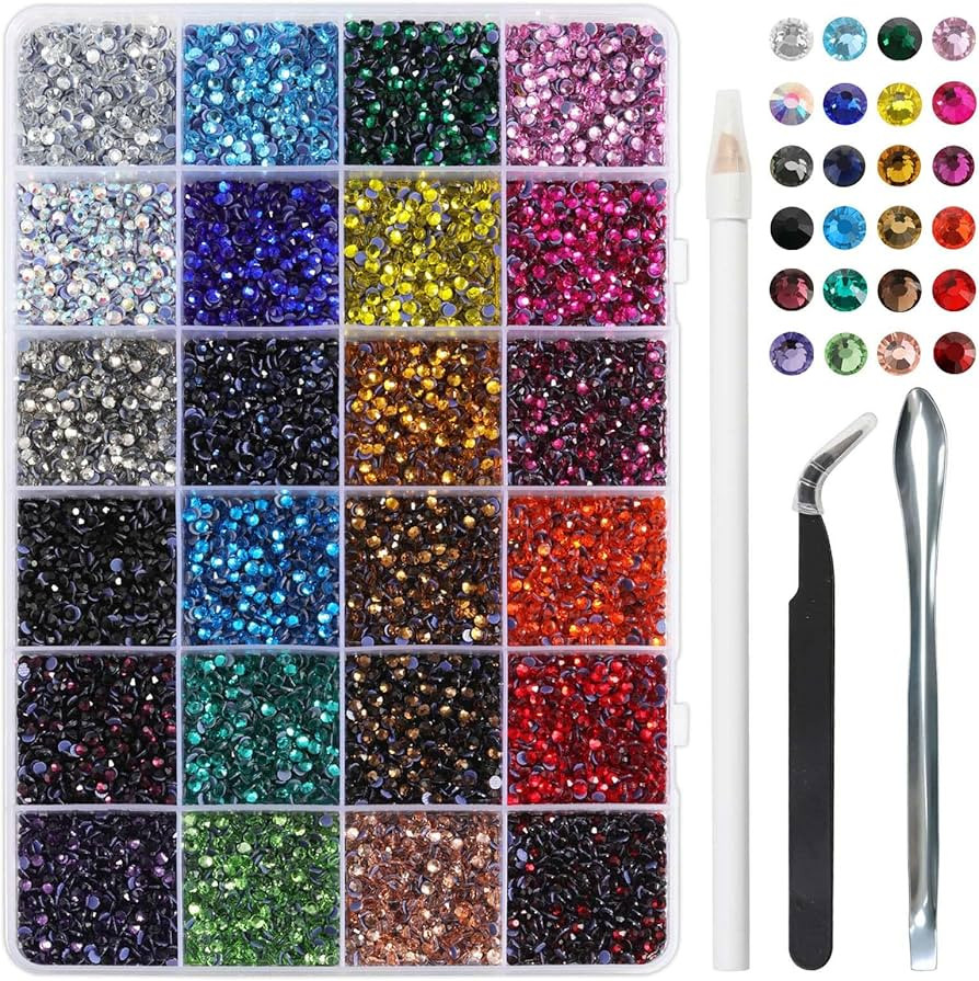 BEADSLAND Hotfix Rhinestones Mixed 24 Colors, SS10 Rhinestones for Crafts Clothes, Hotfix Crystal... | Amazon (US)