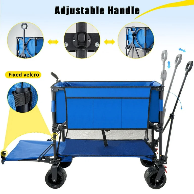 Folding Double Decker Garden Wagon, VECUKTY Heavy Duty Collapsible Camping Wagon Cart with 54" Lo... | Walmart (US)