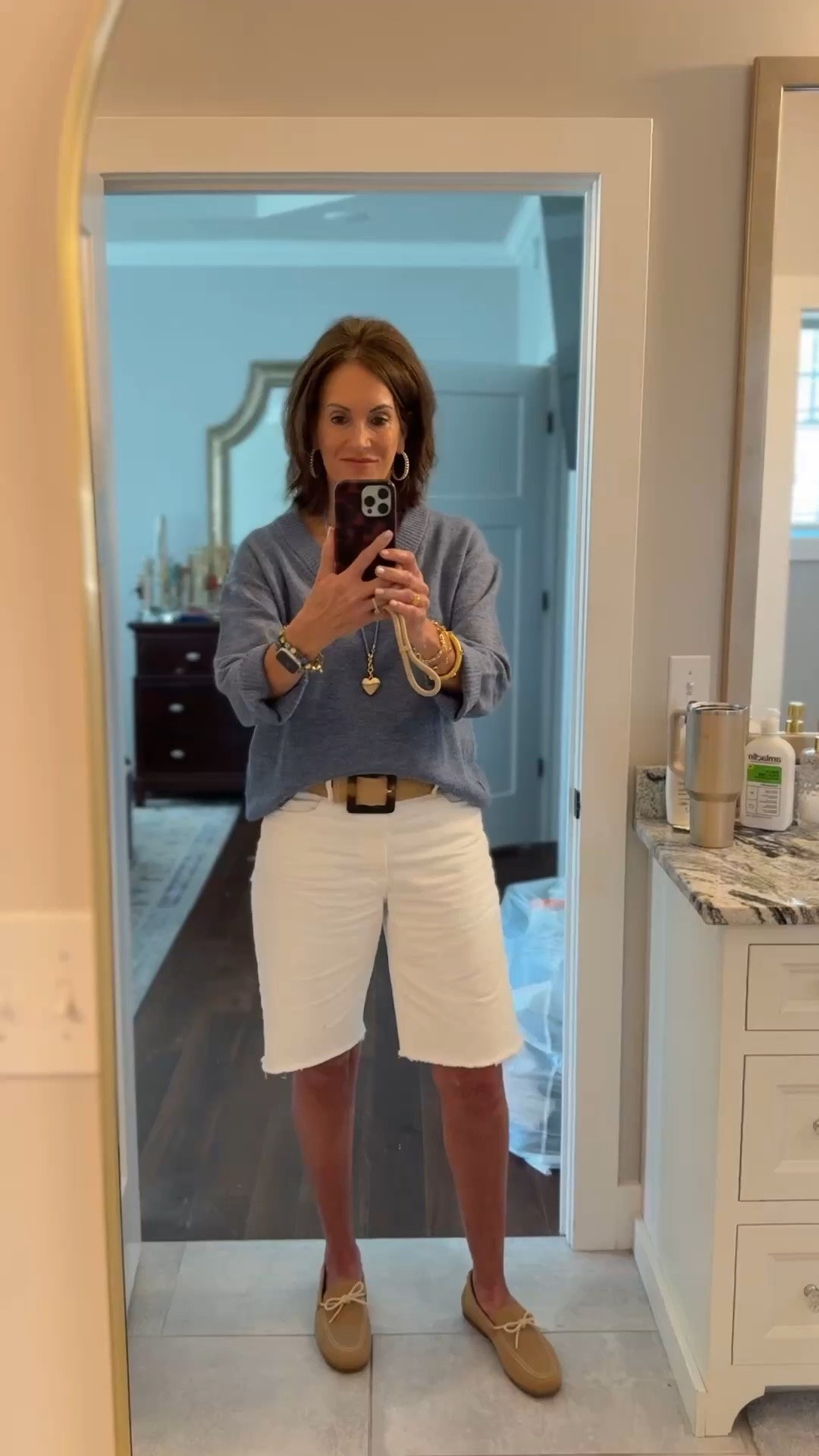 Sweater - medium 
Shorts - 29

Spring style 

#LTKMidsize #LTKTall