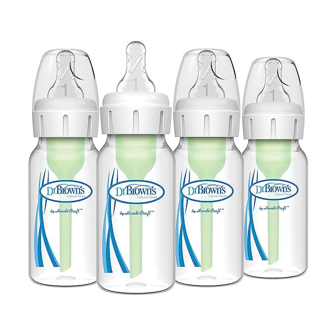 Dr. Brown’s Natural Flow® Anti-Colic Options+™ Narrow Baby Bottles 4 oz/120 mL, with Level 1... | Amazon (US)