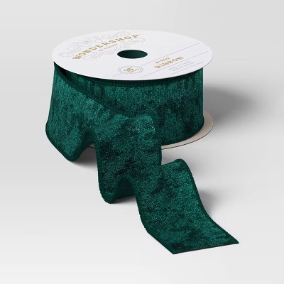 15' Christmas Legacy Luxe Premium Ribbon Dark Green Velvet - Wondershop™This item is not availa... | Target