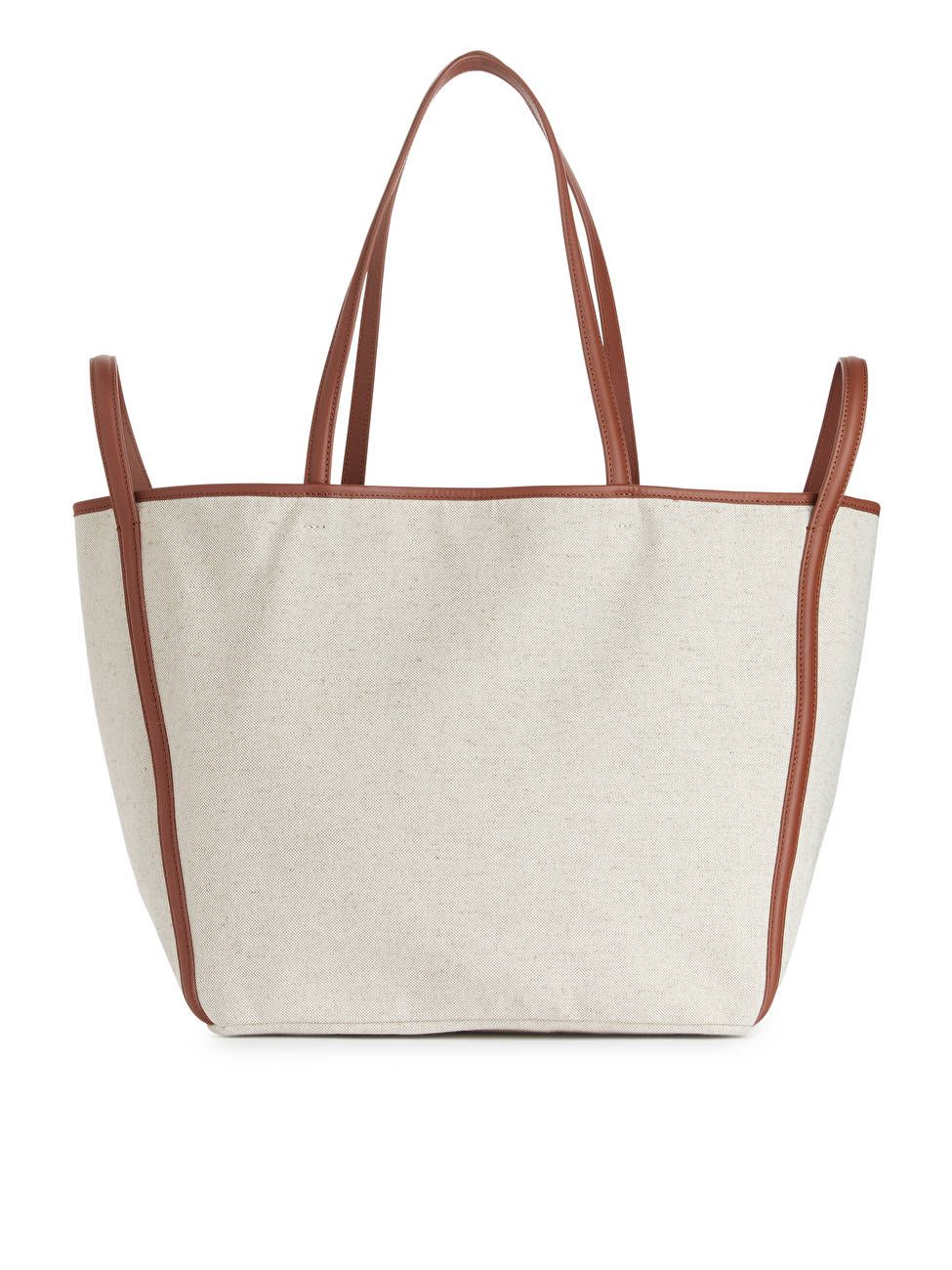 Leather-Detailed Canvas Tote | ARKET