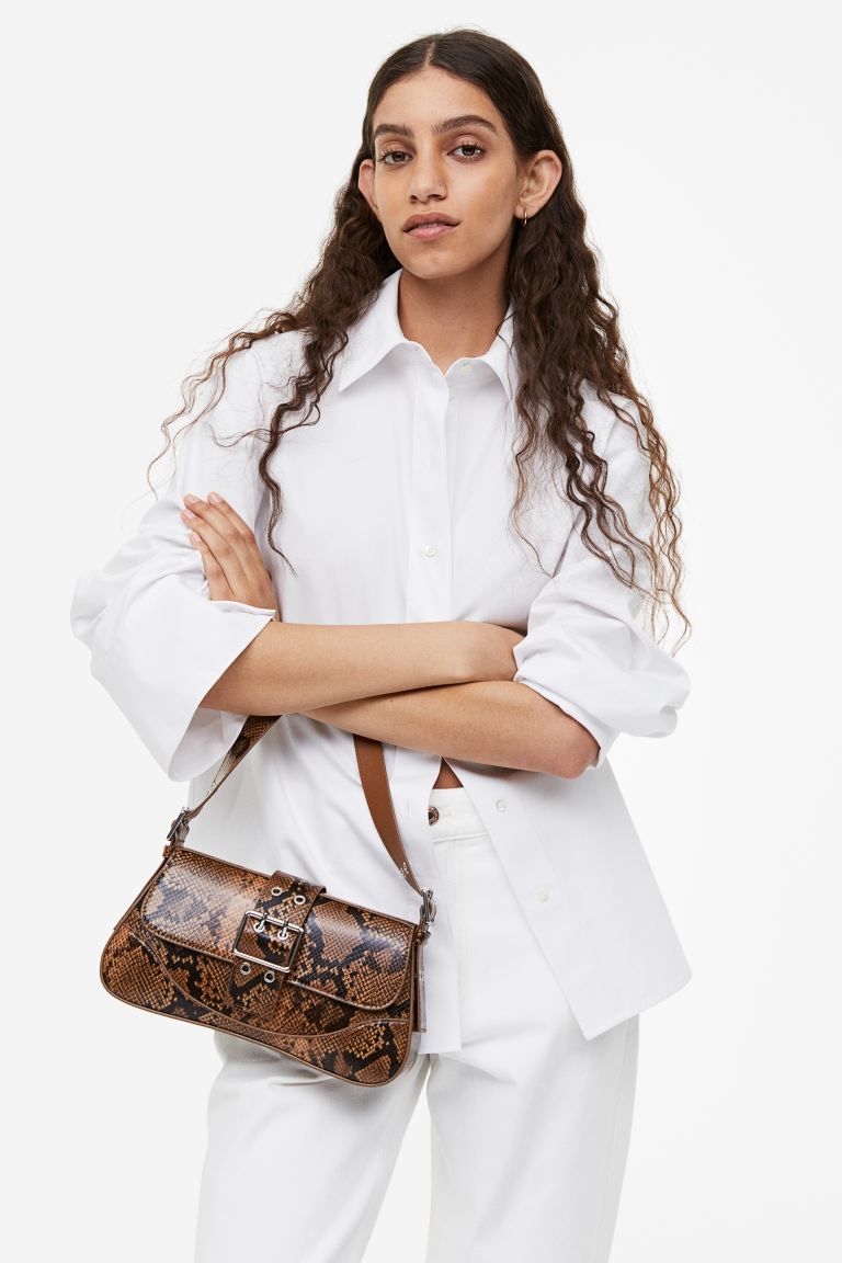 Shoulder Bag - Brown/snakeskin-patterned - Ladies | H&M US | H&M (US)