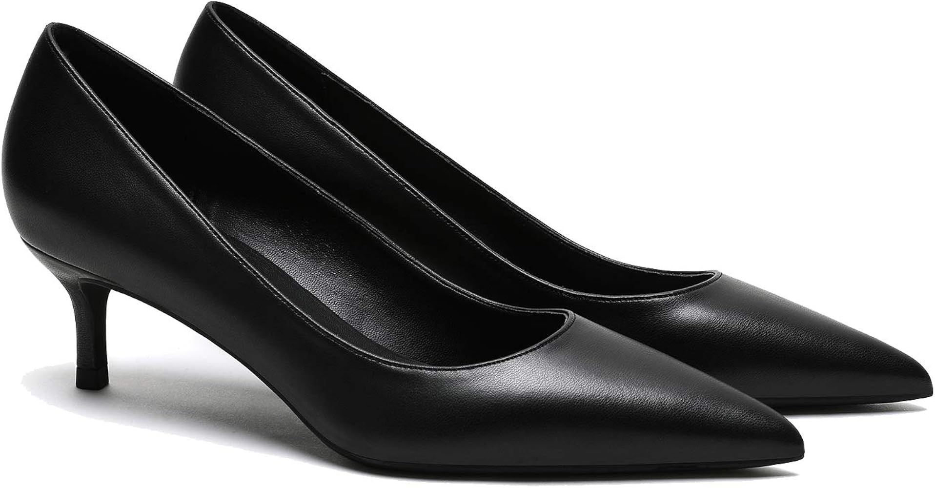 MOOMMO Kitten Heel Pumps Pointed Toe Satin Slip On 2 Inch Mid Heel Dress Shoes Classic Work Pumps... | Amazon (US)