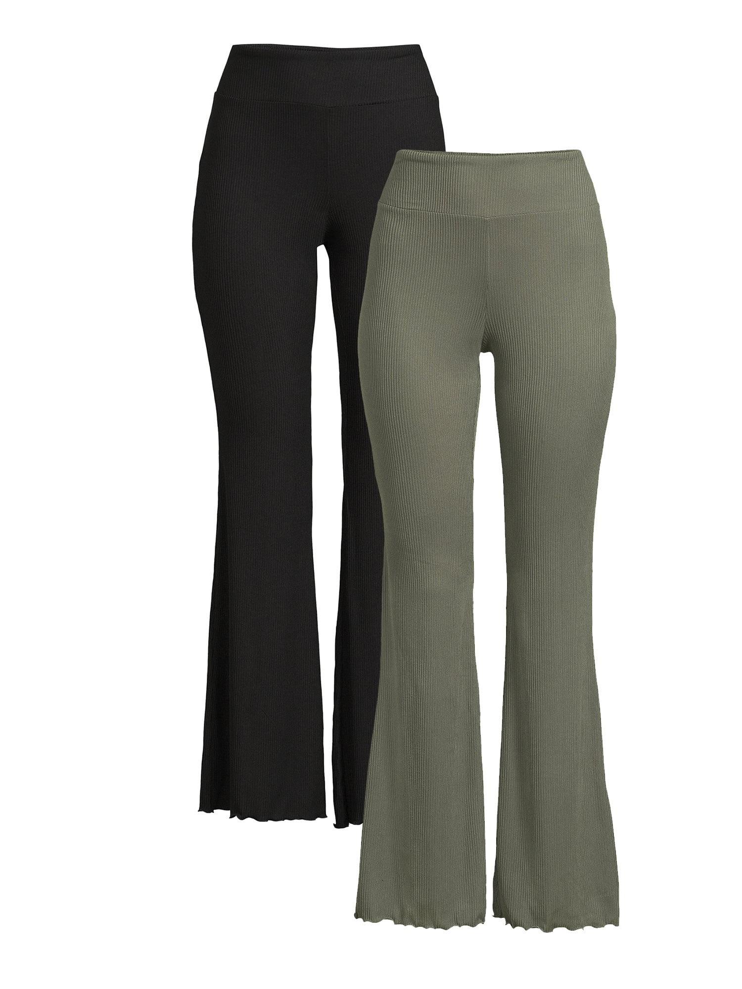 No Boundaries Juniors Flared Lettuce Edge Pants, 2-Pack - Walmart.com | Walmart (US)
