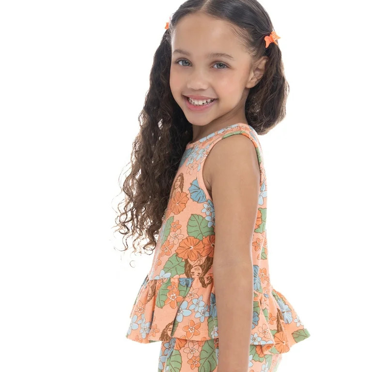 Moana 2 Toddler Girls Print Peplum Tank Top and Ruffled Shorts Set, 2-Piece, Sizes 12M-5T | Walmart (US)