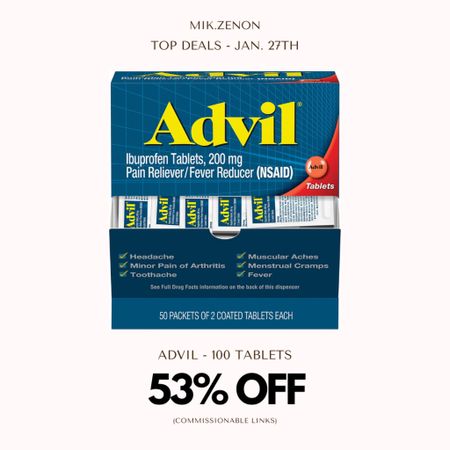 Sale Alert! 53% off this two pack of Advil with 100 tablets in total. 

#LTKhome #LTKunder100 #LTKsalealert