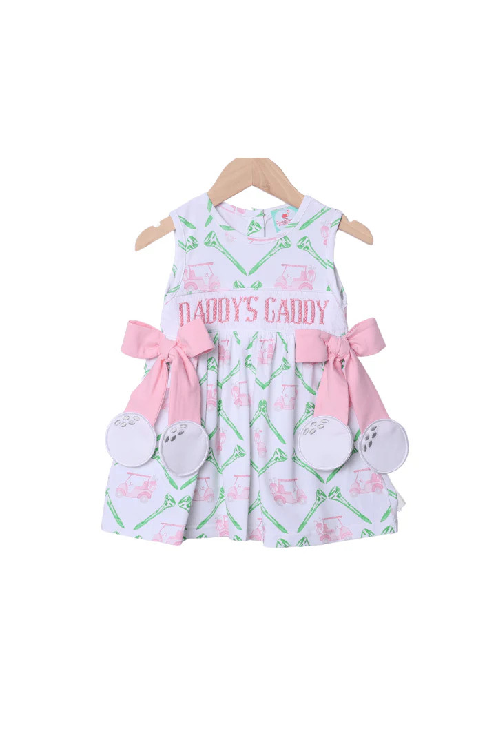 Smocked Daddy's Caddy Pink Bow Dress | The Smocked Flamingo