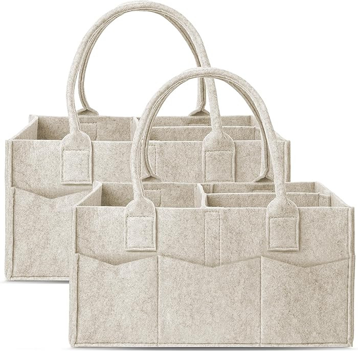 Cute Castle 2 Pack Diaper Caddy Organizer - Portable Baby Caddy Organizer with Handle, Nursery St... | Amazon (US)