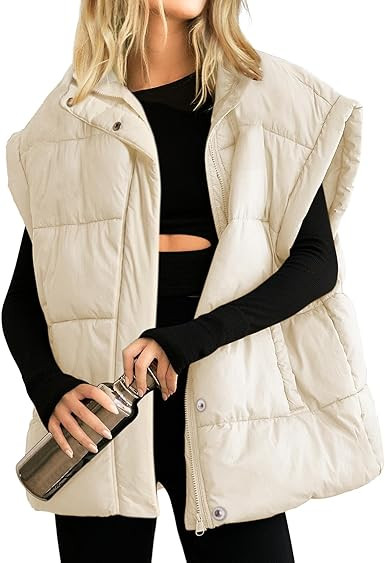 Songling Womens Oversized Puffer Vest Stand Collar Full Zip Sleeveless Bubble Puffer Vest Quilted... | Amazon (US)