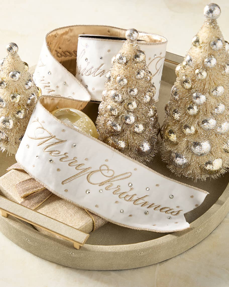 Velvet Merry Chrismas RIbbon, 4" x 5 Yards | Neiman Marcus