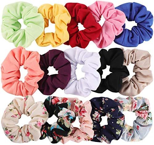 Hair Scrunchies Cotton Elastic Hair Bands 15 Pcs Scrunchies for Hair Accessories for Women or Gir... | Amazon (US)