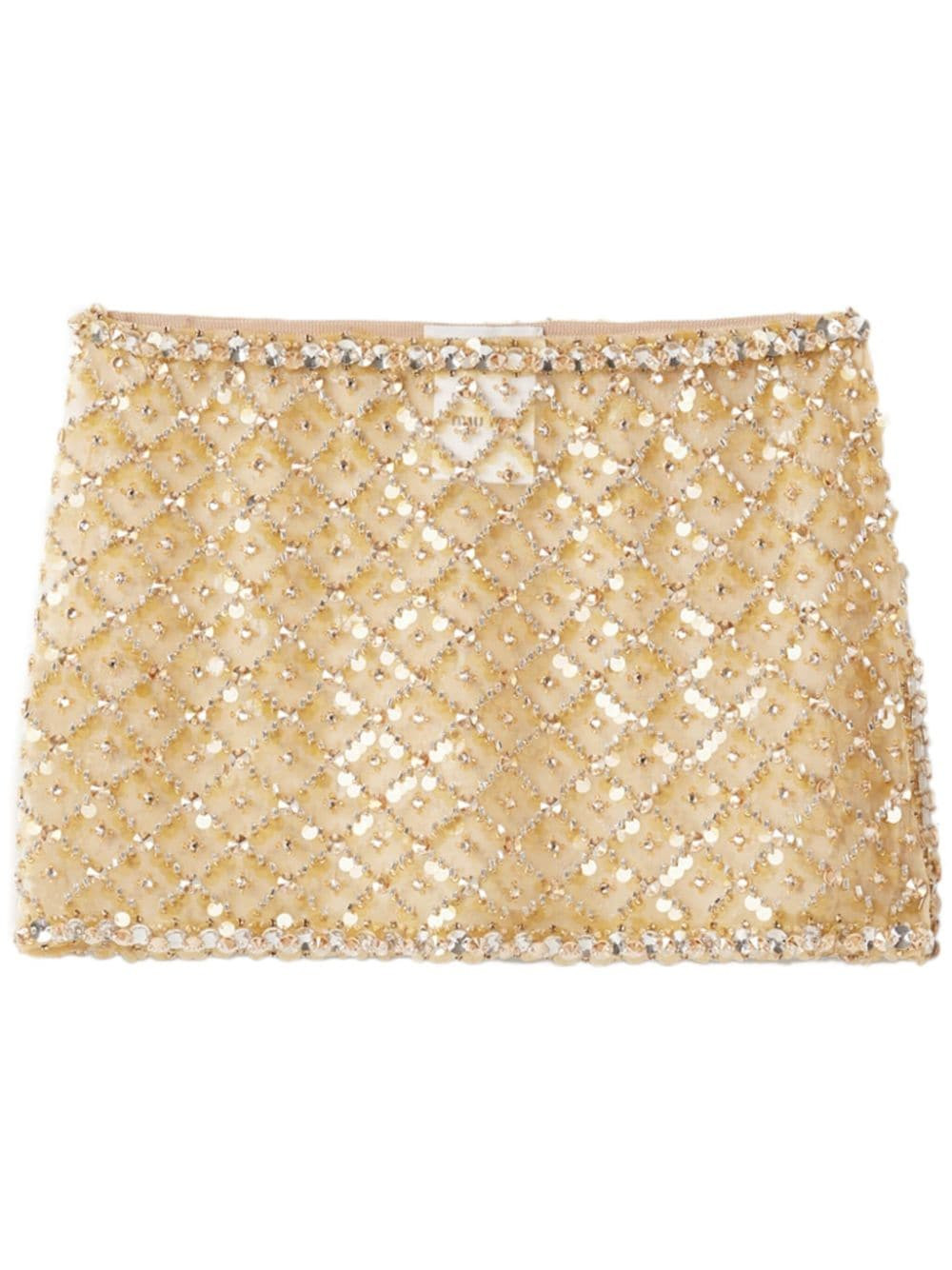 Miu Miu beaded silk miniskirt - Gold | Farfetch Global