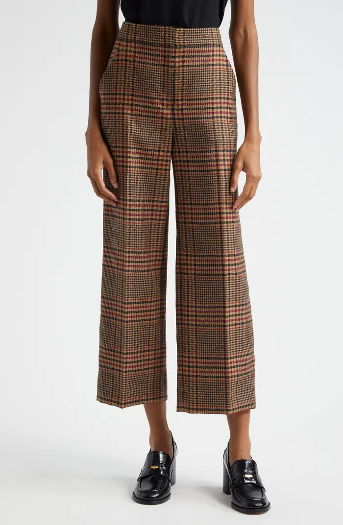 Brixton Plaid Crop Wide Leg Wool Pants | Nordstrom