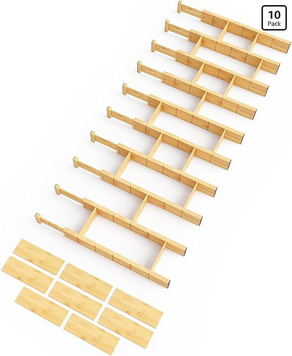 SpaceAid Bamboo Drawer Dividers with Inserts and Labels, Kitchen Adjustable Drawer Organizers, Ex... | Amazon (US)