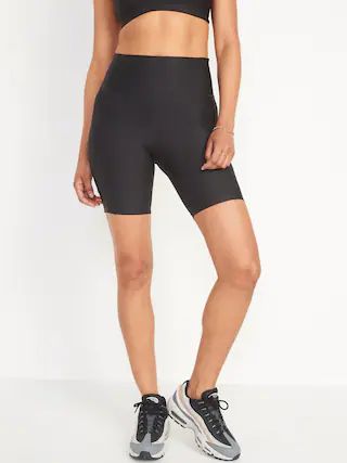 High-Waisted PowerSoft Mesh-Paneled Hands-Free Pocket Biker Shorts -- 8-inch inseam | Old Navy (US)