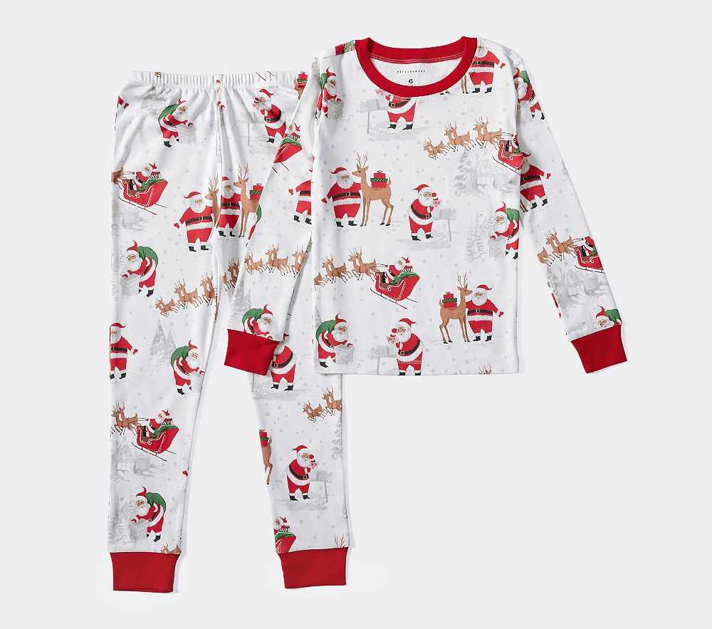 Heritage Black Santa Organic Tight Fit Pajama, Black Santa, 10 | Pottery Barn Kids