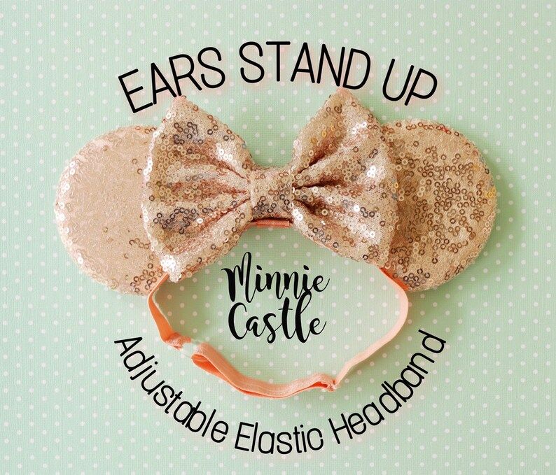 Rose Gold Minnie Ears Baby Toddler Minnie Mouse Ears Elastic | Etsy | Etsy (US)