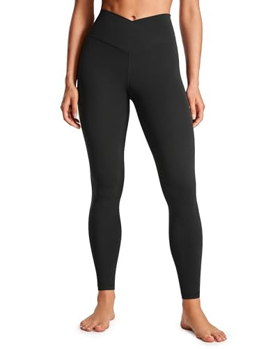 CRZ YOGA Butterluxe Crossover Waist Leggings 28" - Criss Cross Full Length Workout Athletic Womens Yoga Pants Black X-Large | Amazon (US)