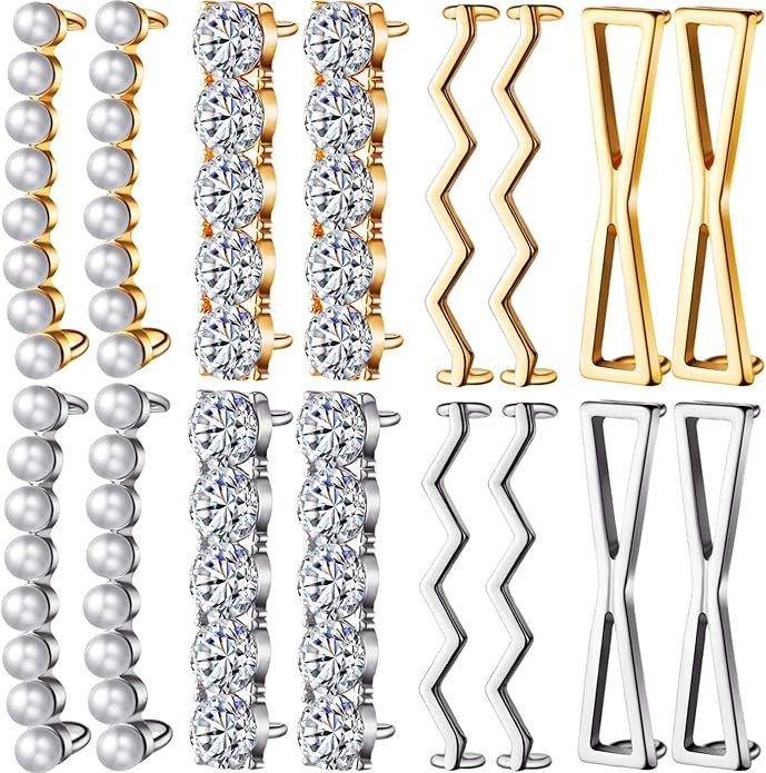 16 Pieces Shoelace Charms for Sneakers Include 4 Pairs Gold and 4 Pairs Silver DIY Decorative Sho... | Amazon (US)