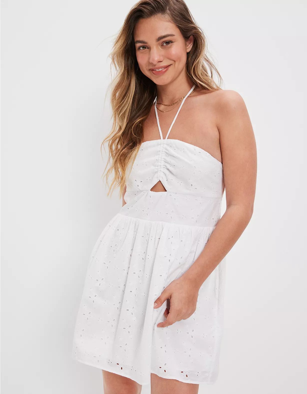 AE Cinch Halter Mini Dress | American Eagle Outfitters (US & CA)