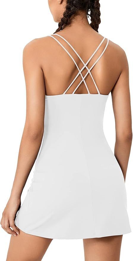 LouKeith Womens Tennis Dress with Built in Shorts & Bra Exercise Workout Sleeveless ... | Amazon (US)