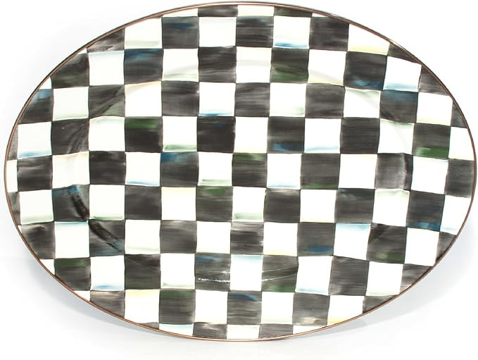 MACKENZIE-CHILDS Enamel Oval Platter, Serving Plate for Entertaining, Medium, Black-and-White Cou... | Amazon (US)