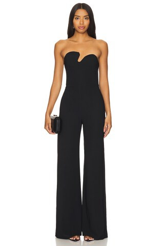 Amanda Uprichard Strapless Puzzle Jumpsuit in Black from Revolve.com | Revolve Clothing (Global)