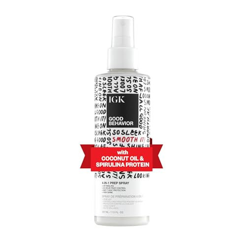 IGK GOOD BEHAVIOR 4-in-1 Prep Spray | Leave In + Detangle + Heat Protectant | Vegan + Cruelty Free | 7 Oz | Amazon (US)